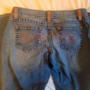 Designer pink rhinestone jeans